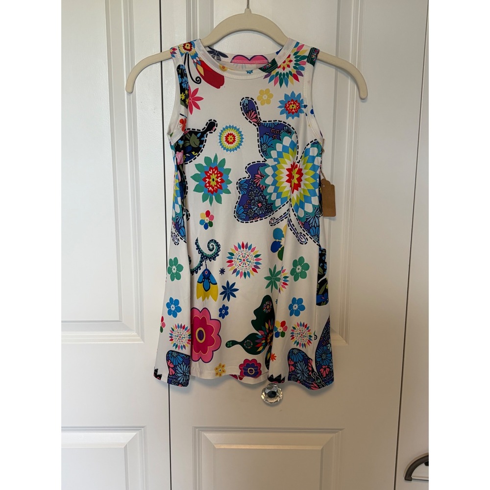 WF Trading Firm Kids Floral Butterfly Mandala‎ Print Sleeveless A-Line Dress 5Y